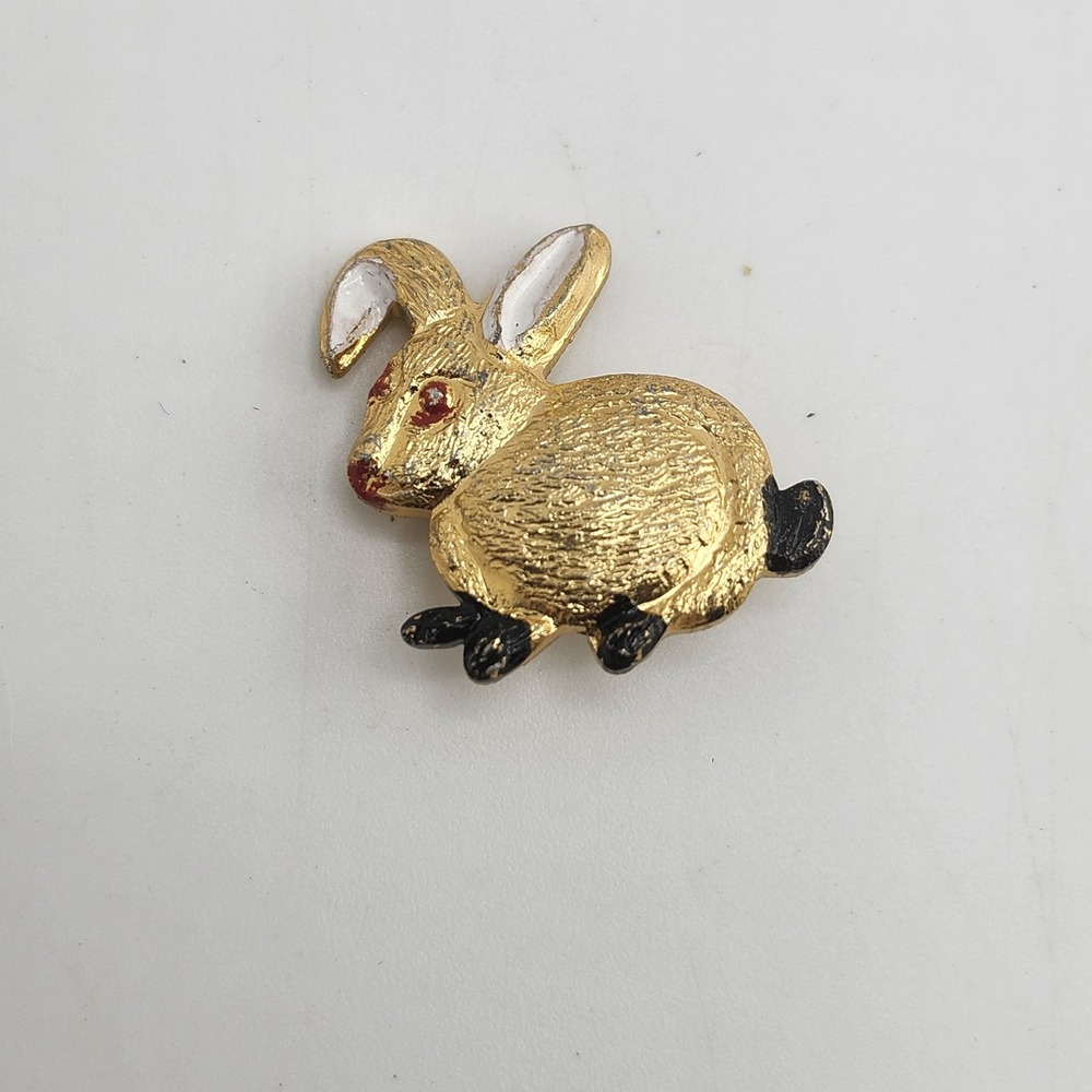 Vintage Pressed Metal Tin Bunny Rabbit Brooch Pin
